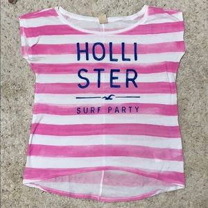 Hollister pink and white striped shirt